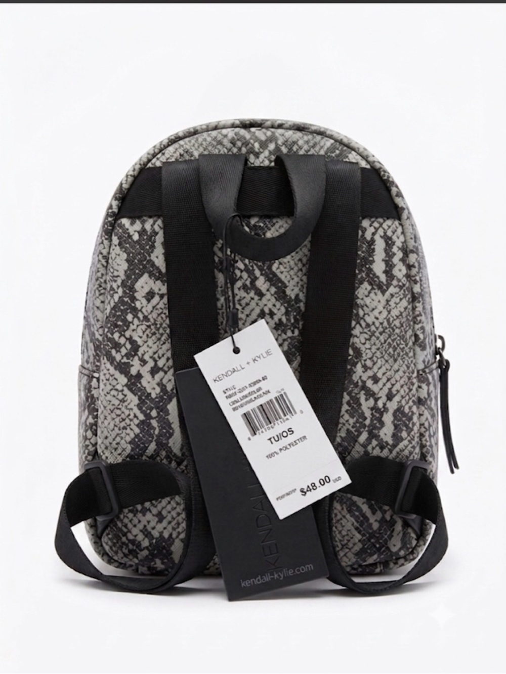 Kendall & Kylie Mini Snake-Print Backpack in Gray and Black - Picture 3 of 4